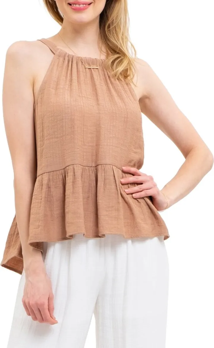 Halter Tie Back Peplum Top