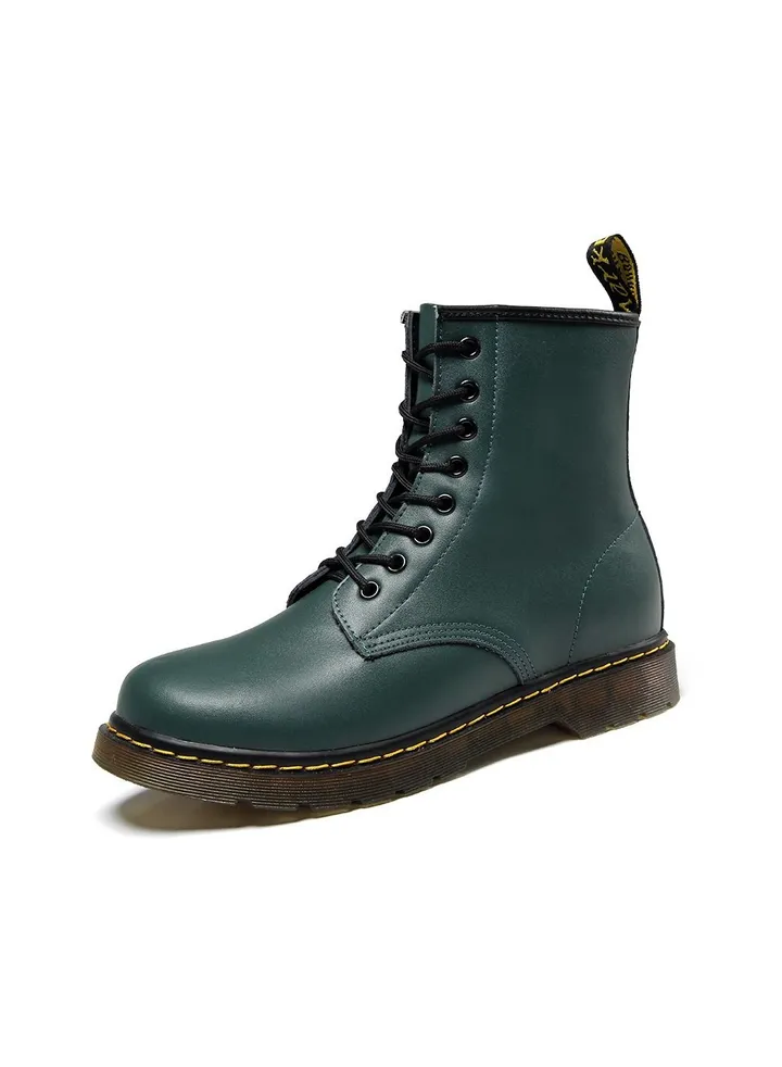 Men Lace Up Martin Boots Green