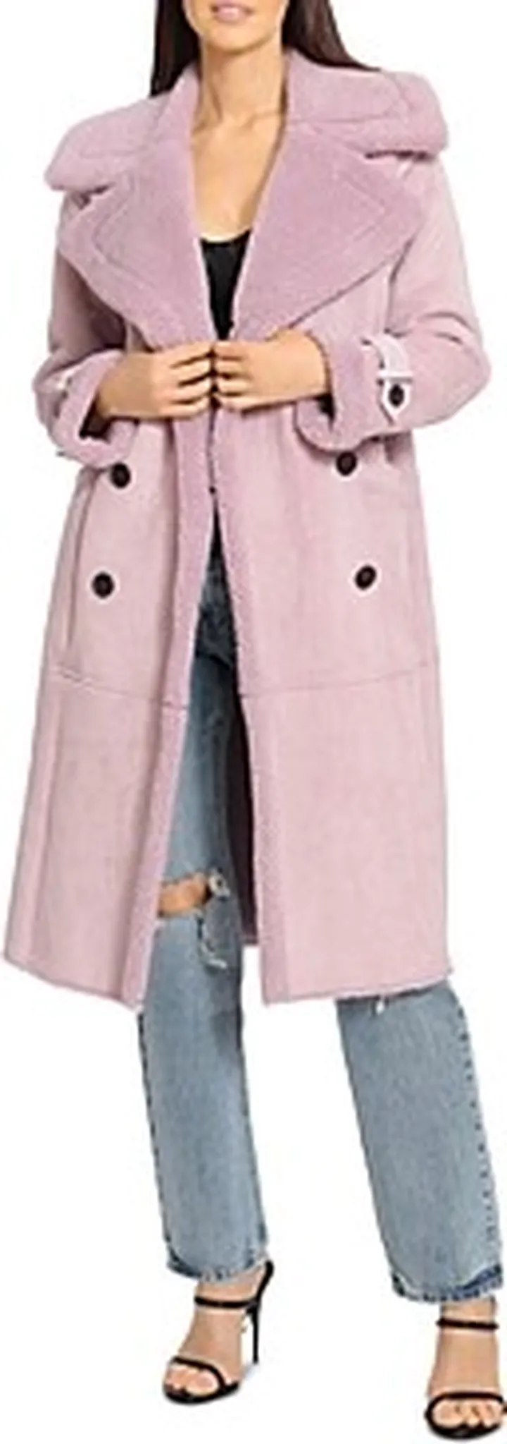 Avec Les Filles Faux Shearling Trench Coat