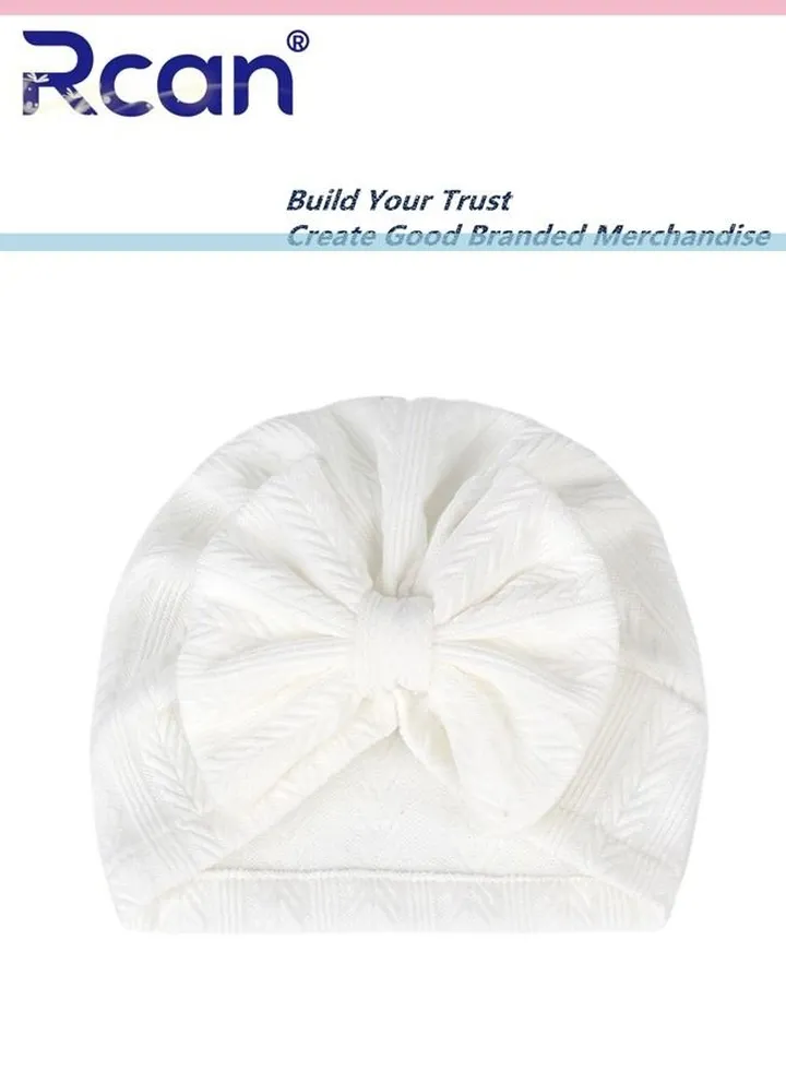 Baby Windproof Tire Hat Solid Color Wheat Ear Pattern Bow Bat Cap 0-2 years old