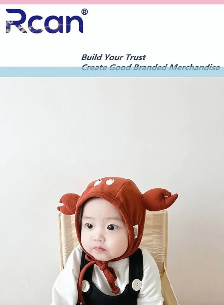 Newborn Cute Cartoon Baby Ear Protection Hat Soft Baby Cap Cotton 3-12 Months Brown
