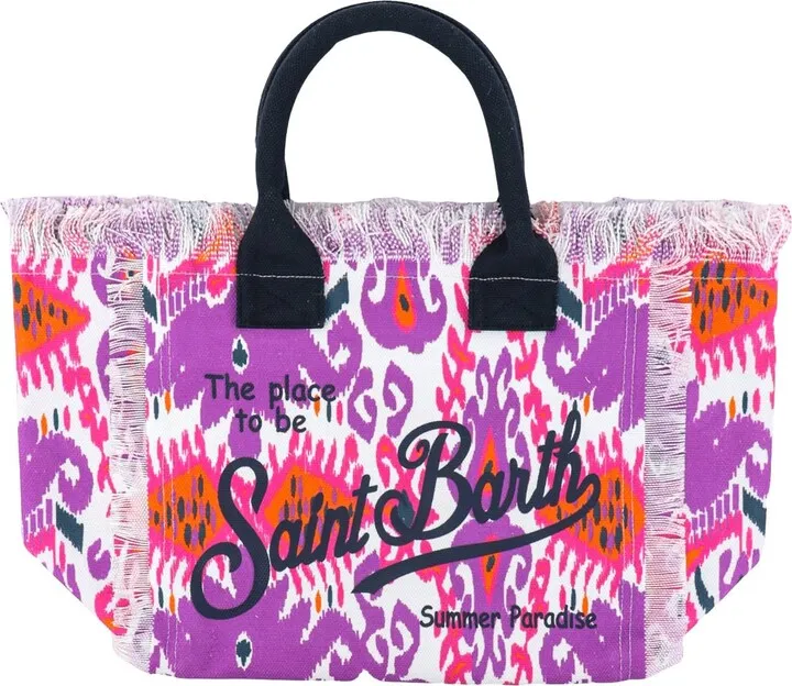 Canvas handbag with multicolor print