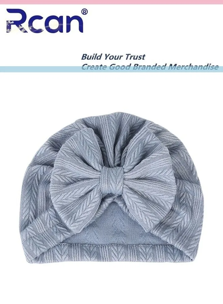 Baby Windproof Tire Hat Solid Color Wheat Ear Pattern Bow Bat Cap 0-2 years old