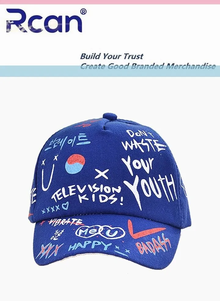 Children's Cute Cartoon Sun Protection Baby Cap Sun Hat Sports Baseball Cap Cotton for Kids Blue