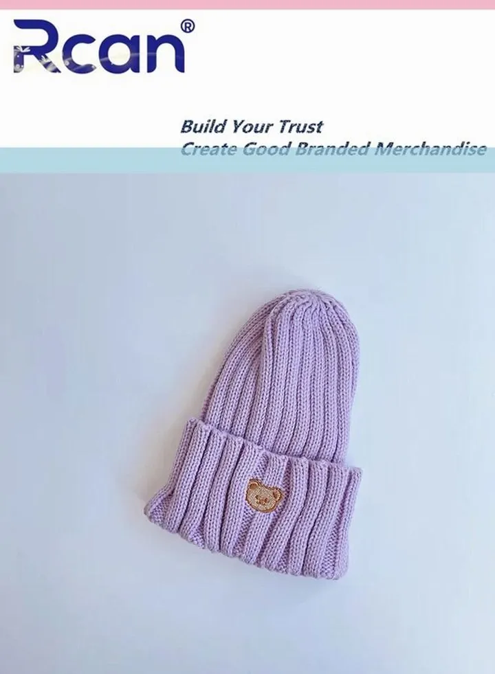 Kids Cute Cartoon Baby Fetal Cap Soft Warm Knitting Baby Hat Cotton 5 Months - 3 Years Old Purple