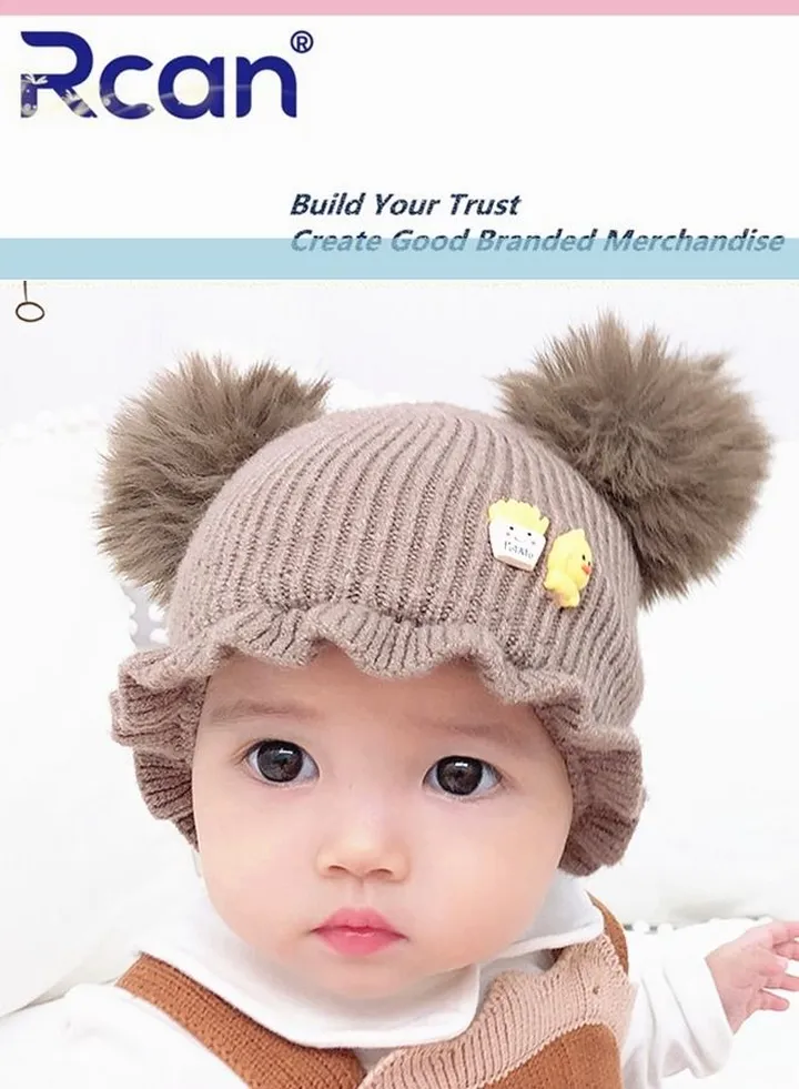 Kids Cute Cartoon Baby Fetal Cap Soft Warm Knitting Baby Hat Cotton 5-20 Months Brown
