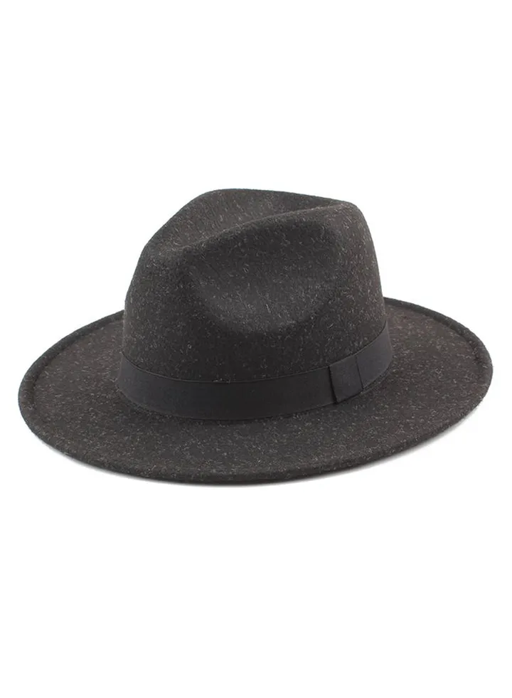 Wide Brim Fedora Jazz Hat Black