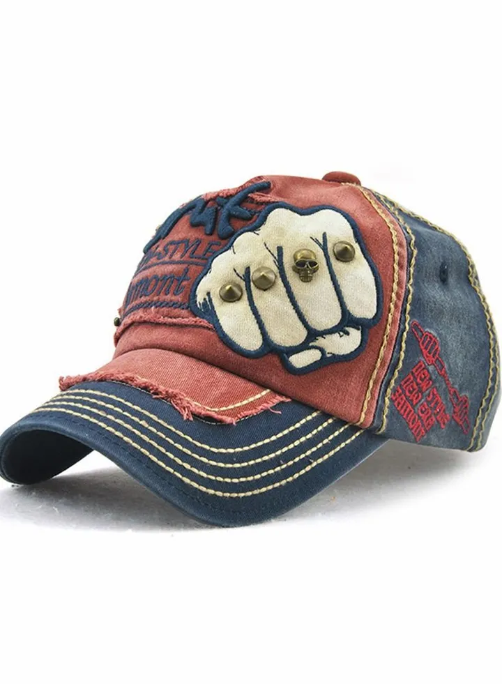 Men Sun-Proof Casual Embroidery Pattern Cotton Baseball Cap Multicolor
