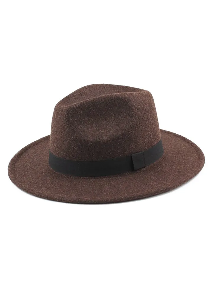 Wide Brim Fedora Jazz Hat Coffee