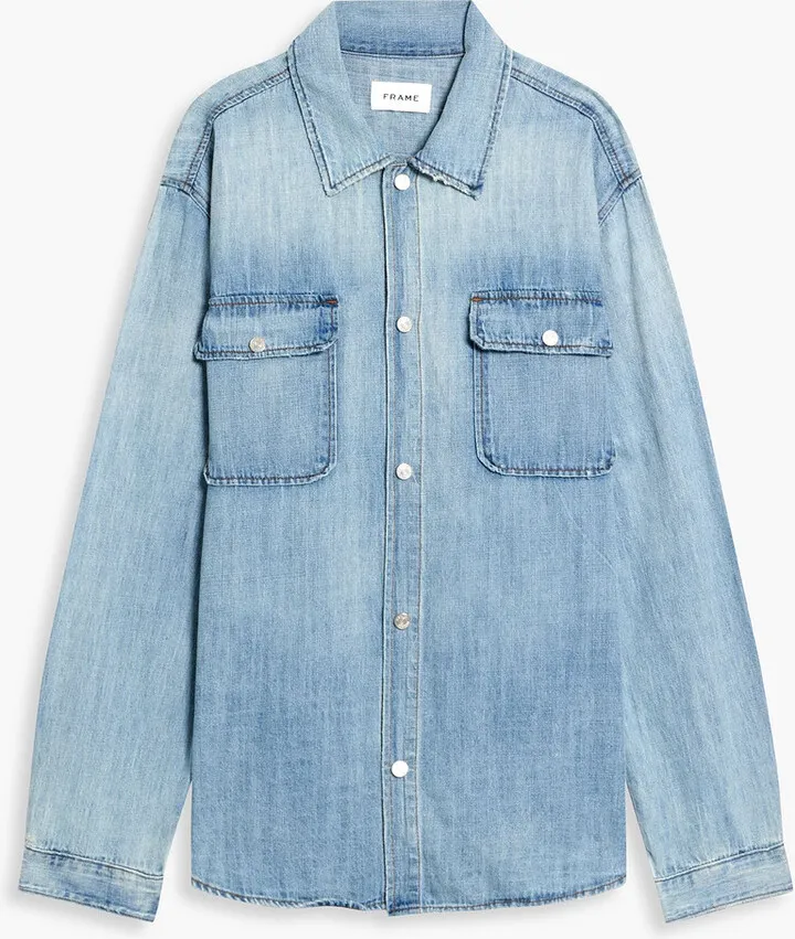 Distressed denim shirt