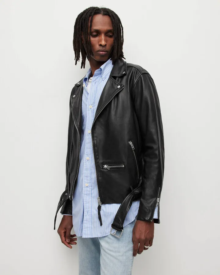 Wick Leather Biker Jacket - Black
