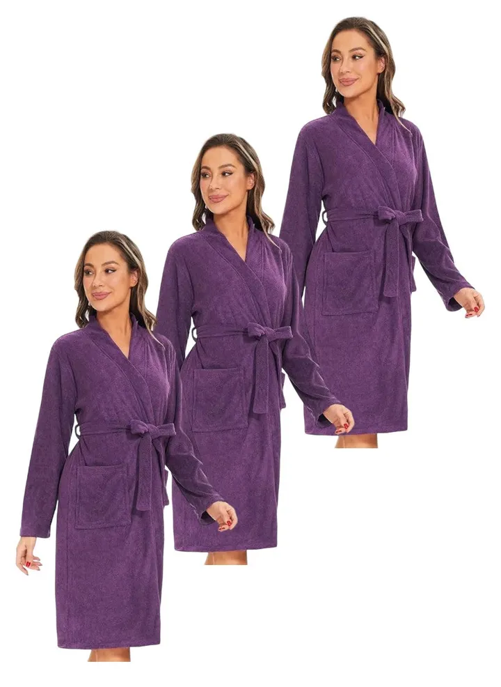 3 Pieces Purple Colour Luxurious softness Bathrobe XXL Size