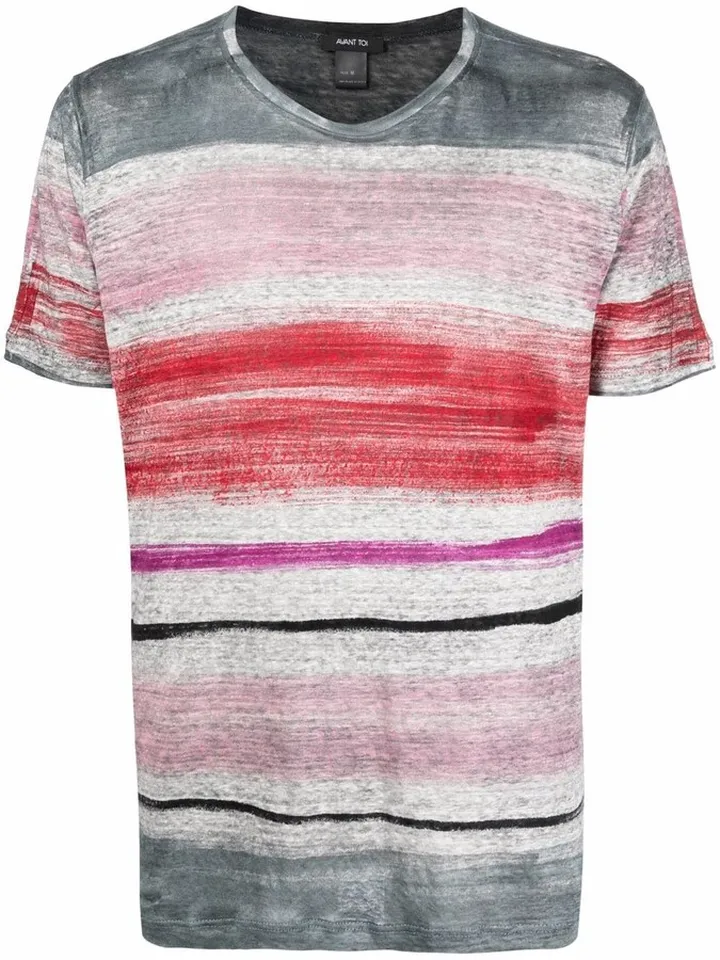 multi-stripe linen T-shirt
