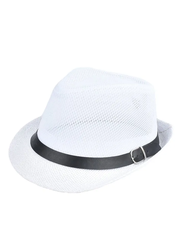 Solid Hollow Panama Hat White