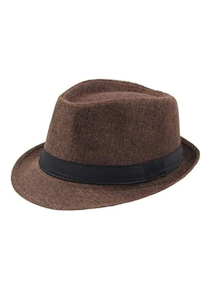 Jazz Breathable Linen Top Outdoor Sun Curly Brim Straw Hat black