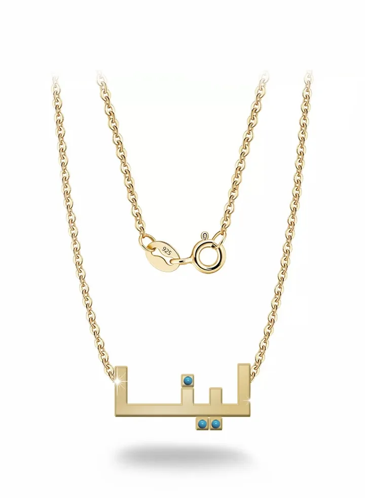 Womens necklace, chain with pendant made of 925 silver, name Lina