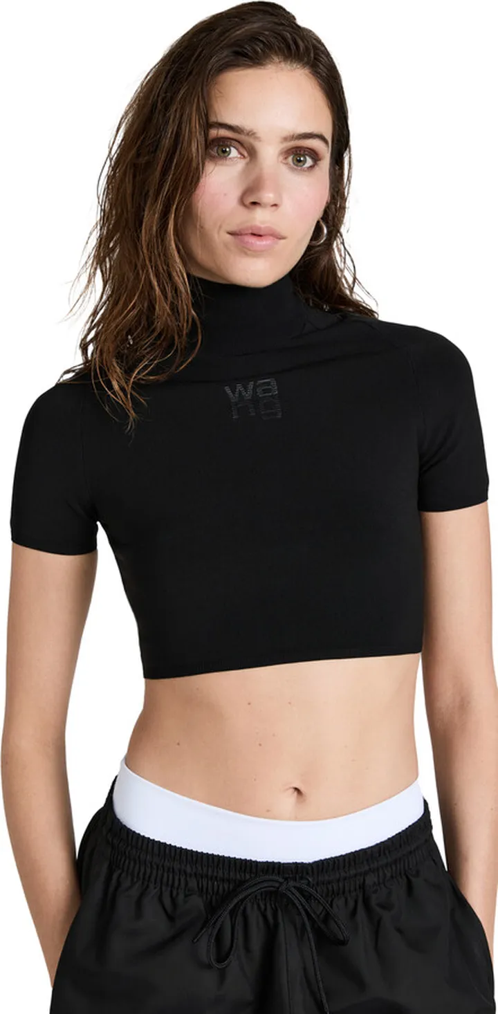 Alexander Wang Short Sleeve Logo Turtleneck