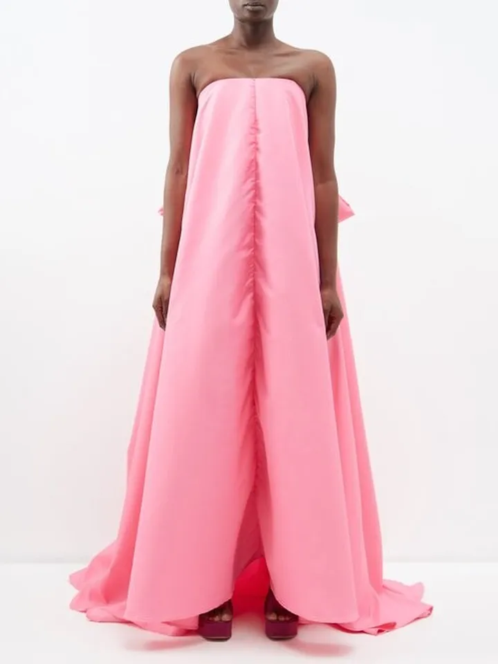 Back-bow Strapless Recycled-faille Gown