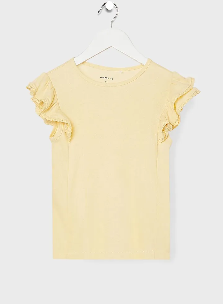 Kids Lace Sleeve Trim Top