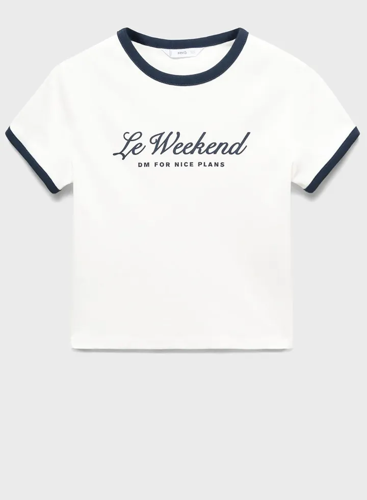 Youth Text Print Crop Top