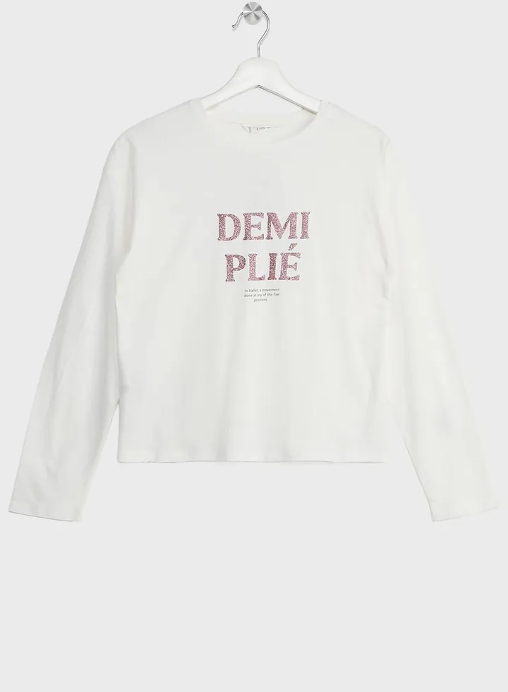 Kids Text Embossed T-Shirt