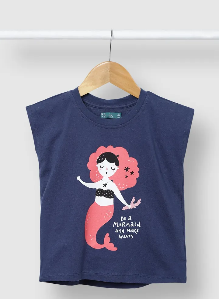 Girls Fresh Casual Comfortable Stylish T-Shirt Navy Blue