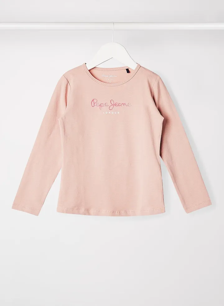 Kids/Teen Hana Glitter Logo T-Shirt Pink