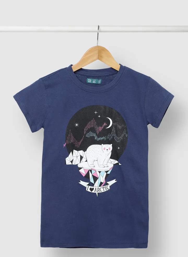 Girls Smart Casual Comfortable Stylish T-Shirt Navy Blue