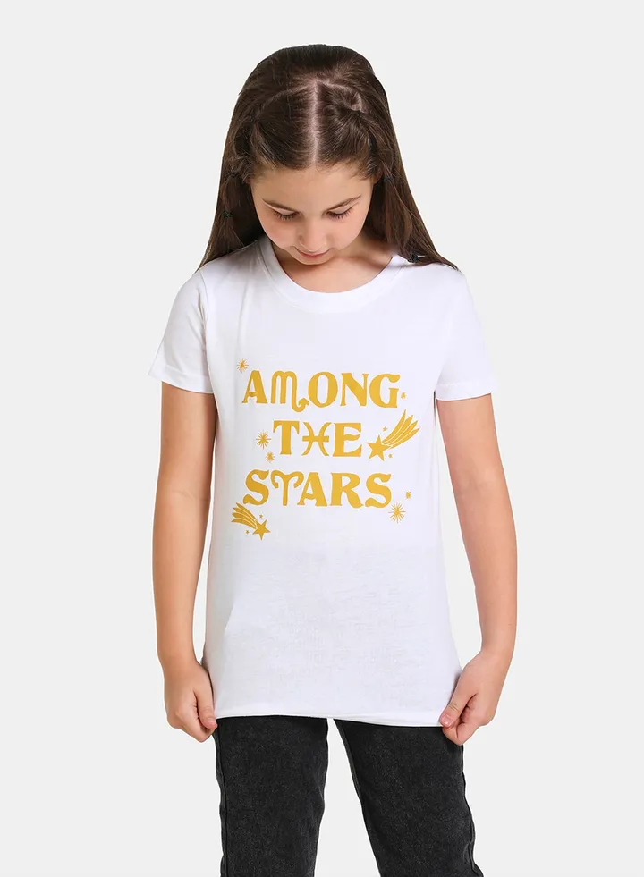 Girls Round Neck Short Sleeve T-Shirt White