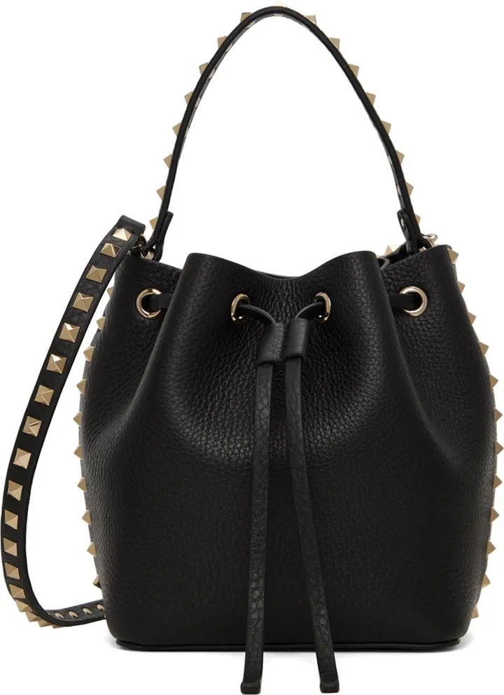 Valentino Garavani Black Rockstud Bucket Bag