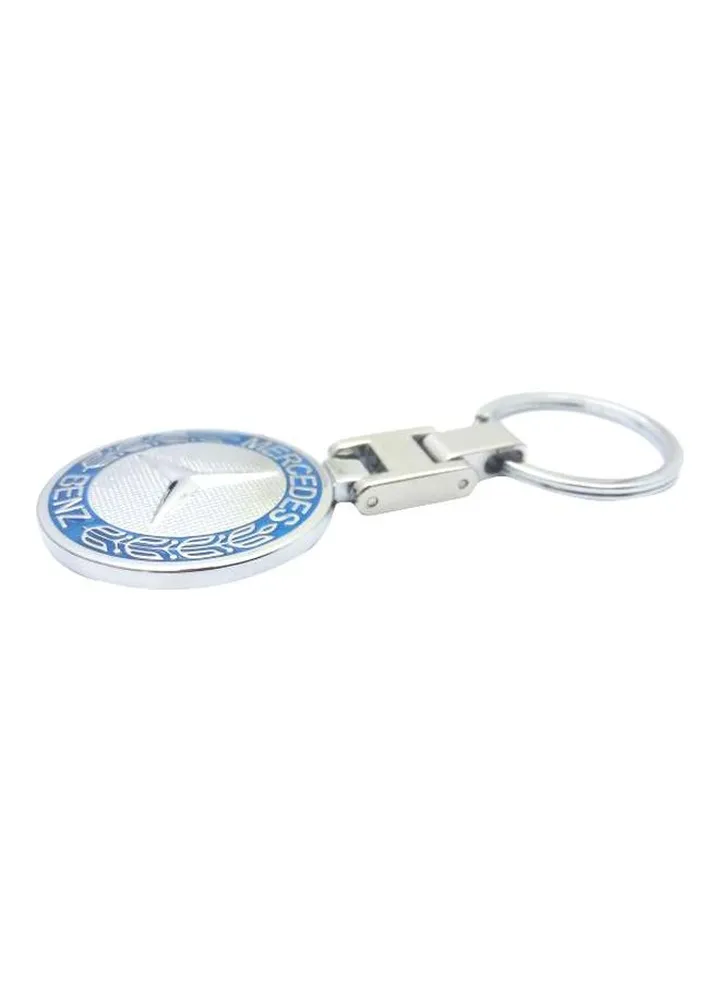 Nickel Plated Keychain Silver/Blue