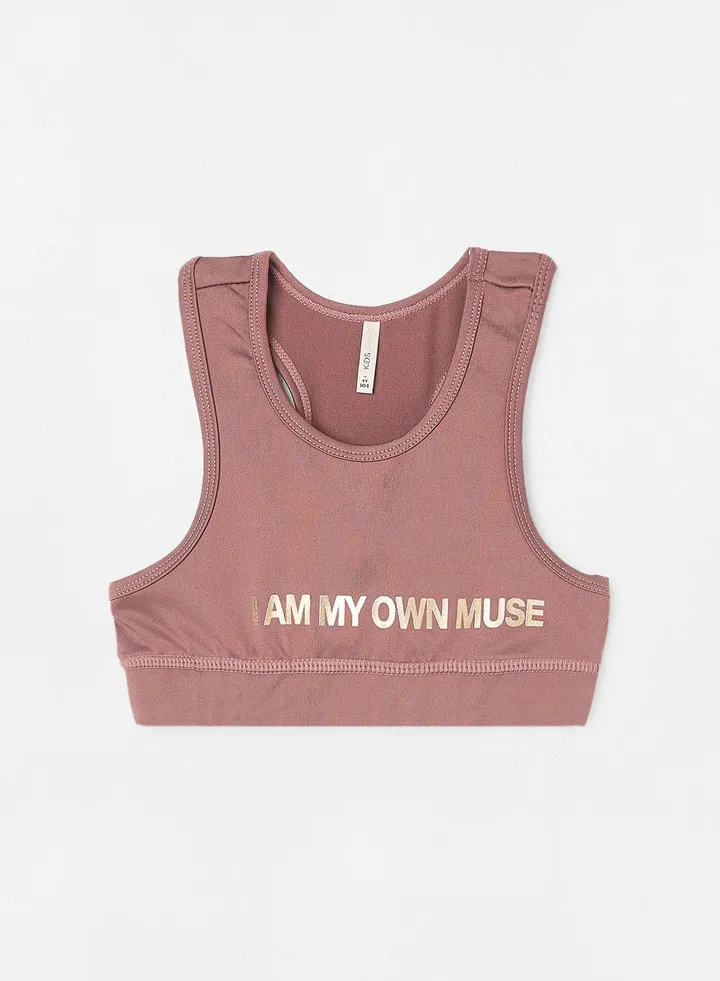 Girls Slogan Print Crop Top Pink