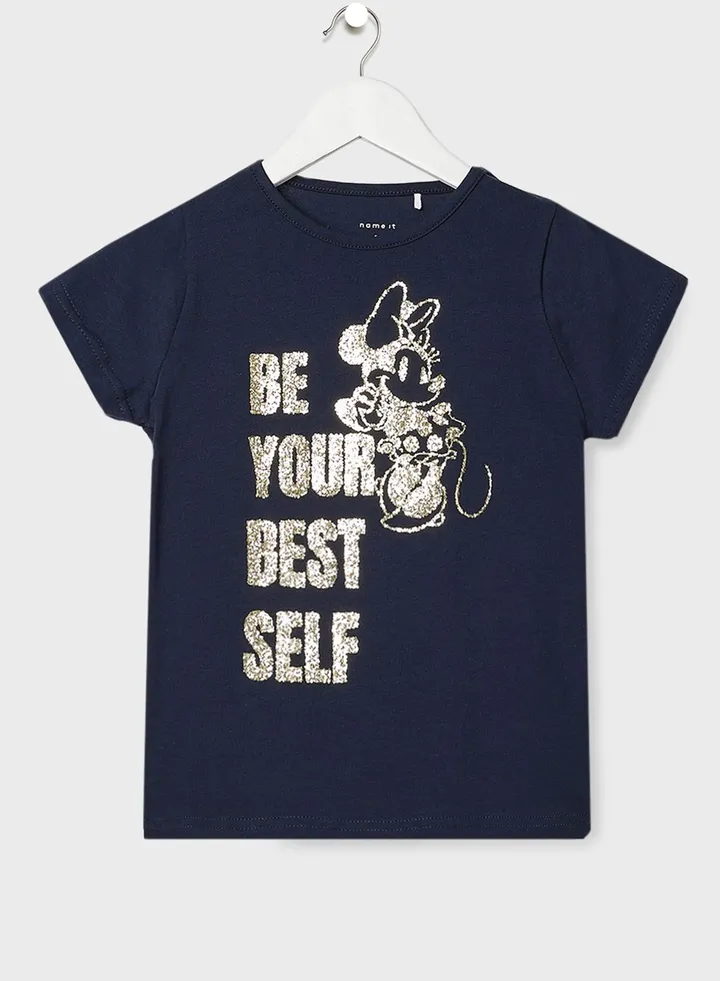 Kids Shimmer Slogan T-Shirt