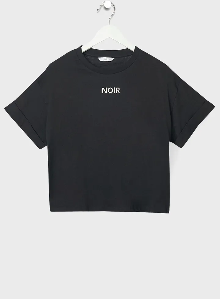 Youth Embroidered Slogan T-Shirt
