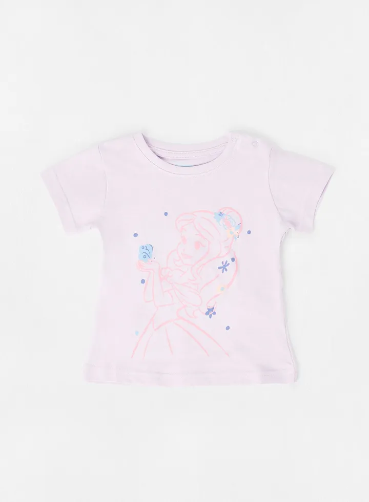 Graphic Printed Crew Neck T-Shirt Lilac/Pink