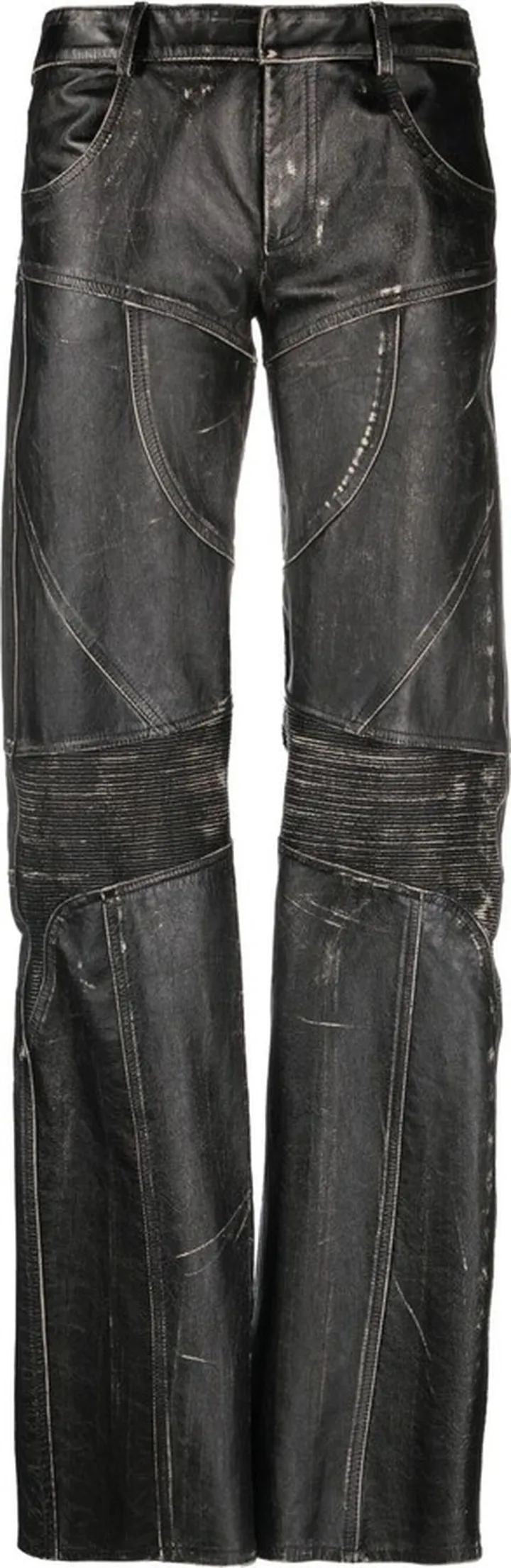 Black Leather Wide-Leg Trousers