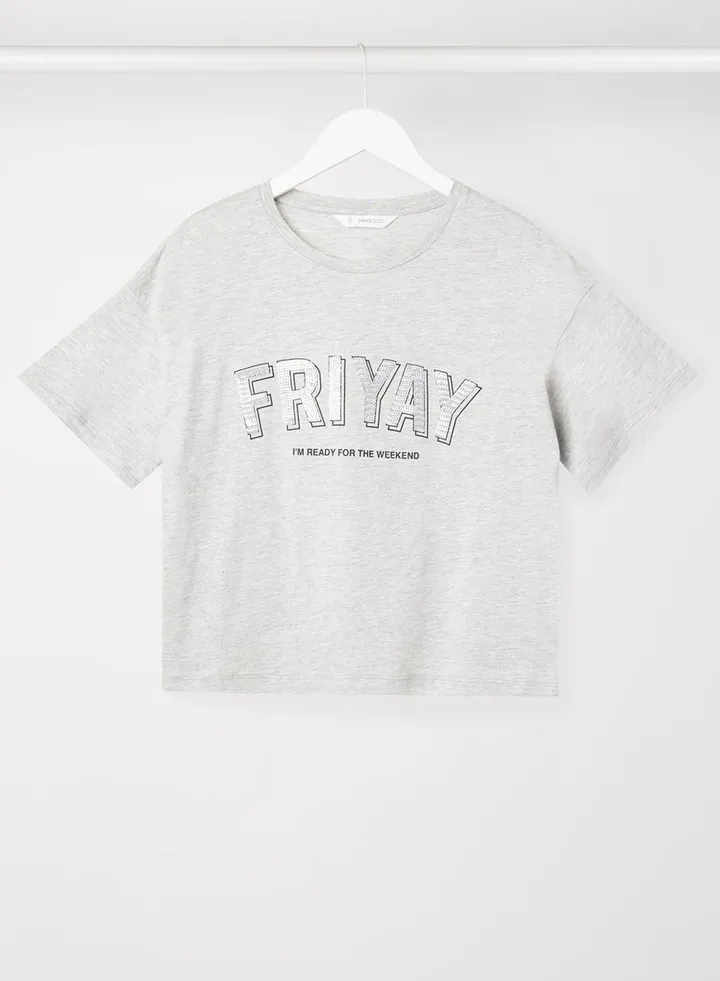Youth Sequins Crop T-Shirt