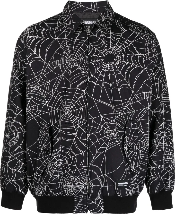 Spiderweb logo-patch bomber jacket