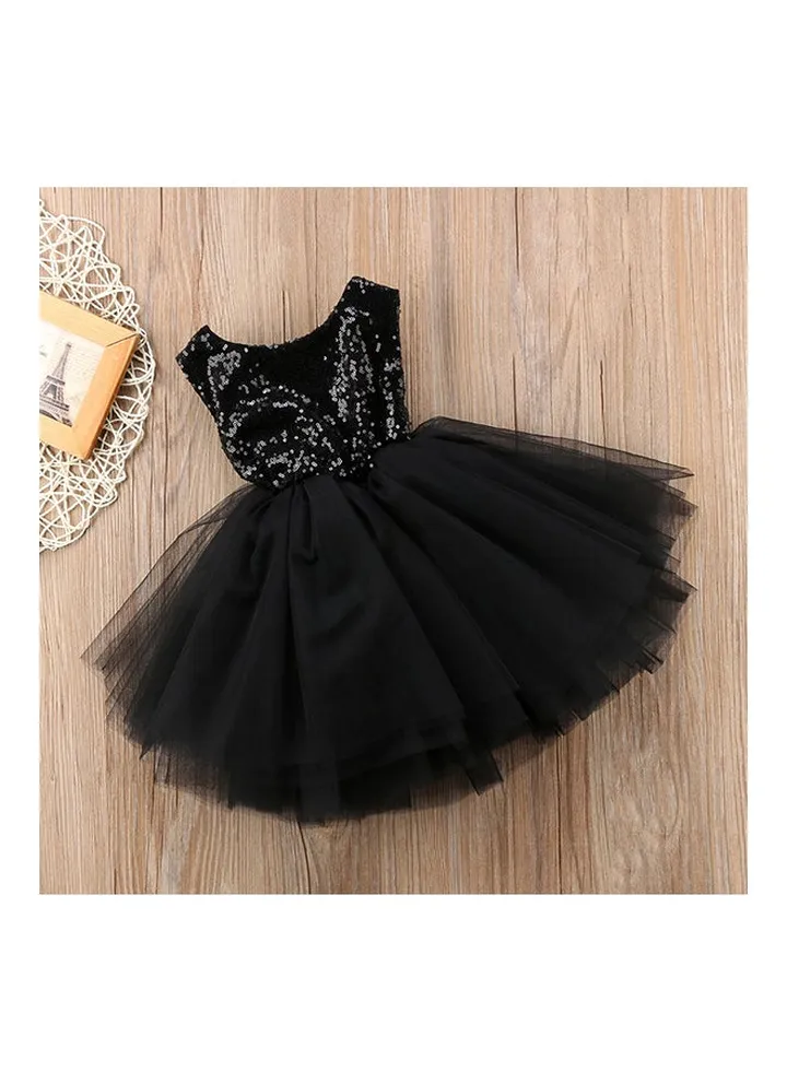 Round Neck Princess Dresses Black