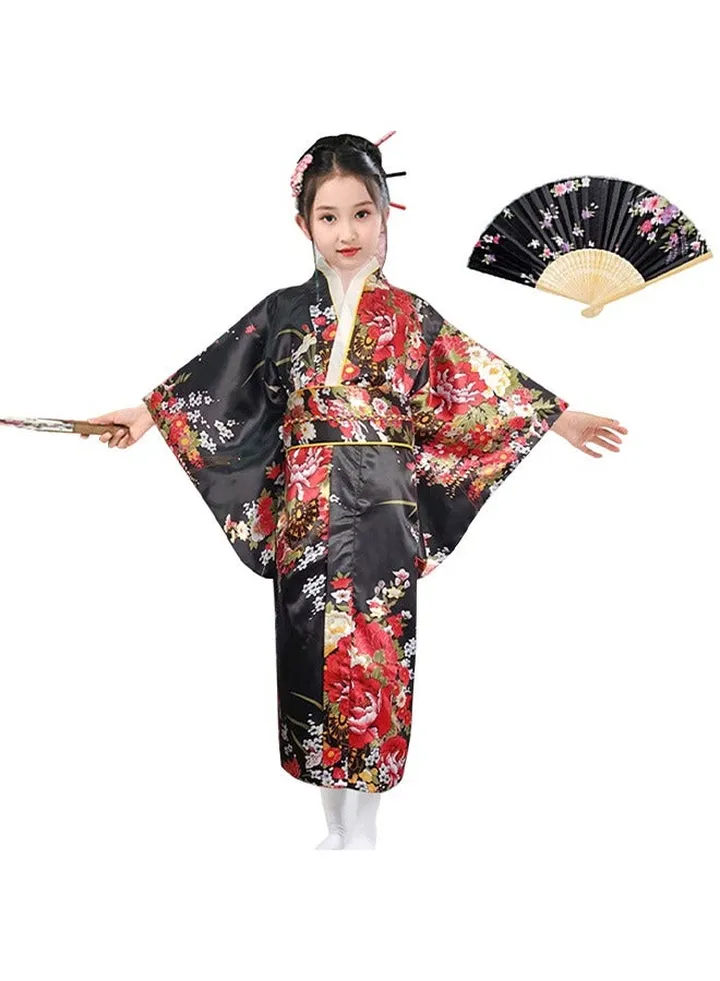 Al Aoyama Japanese Costume Girl Deluxe Blossom Kimono Yukata Robe with OBI Belt Party Fancy Dress