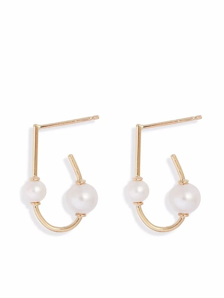 14kt yellow gold Duo freshwater pearl wrap earrings