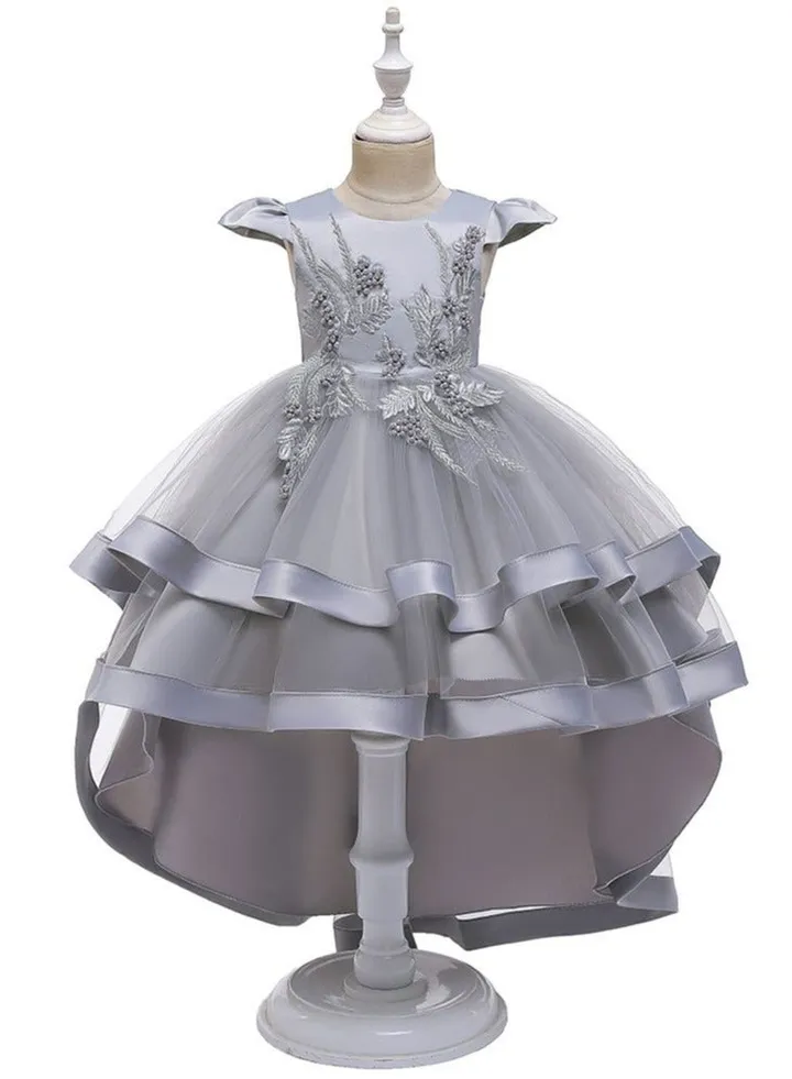 Girls' Embroidered Dress With Train