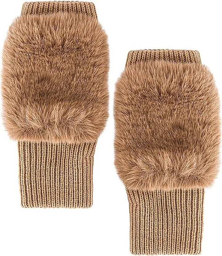Texty Time Faux Fur Mittens