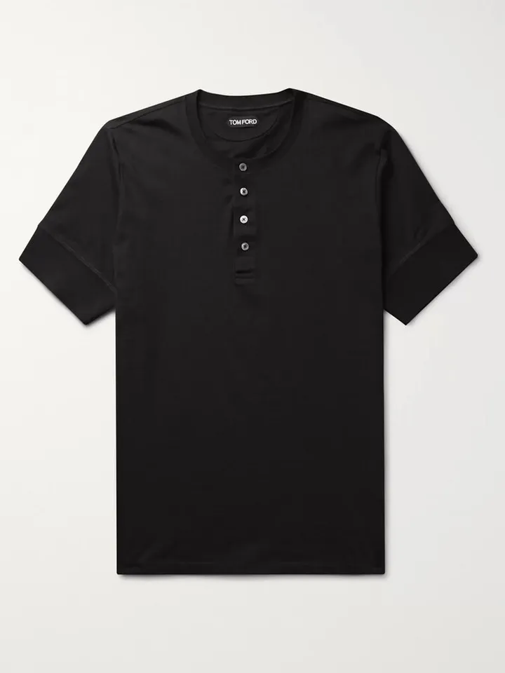 Slim-Fit Cotton-Jersey Henley T-Shirt