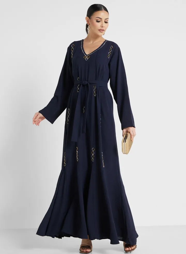Embellished Belted Jalabiya