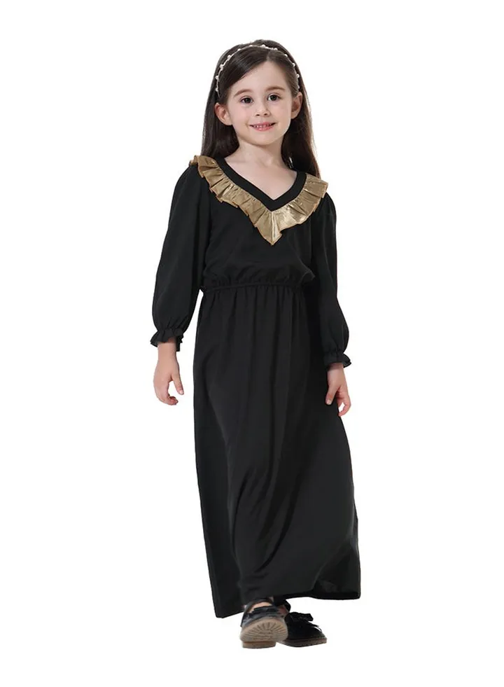 Balloon Sleeves Maxi Abaya Black/Gold
