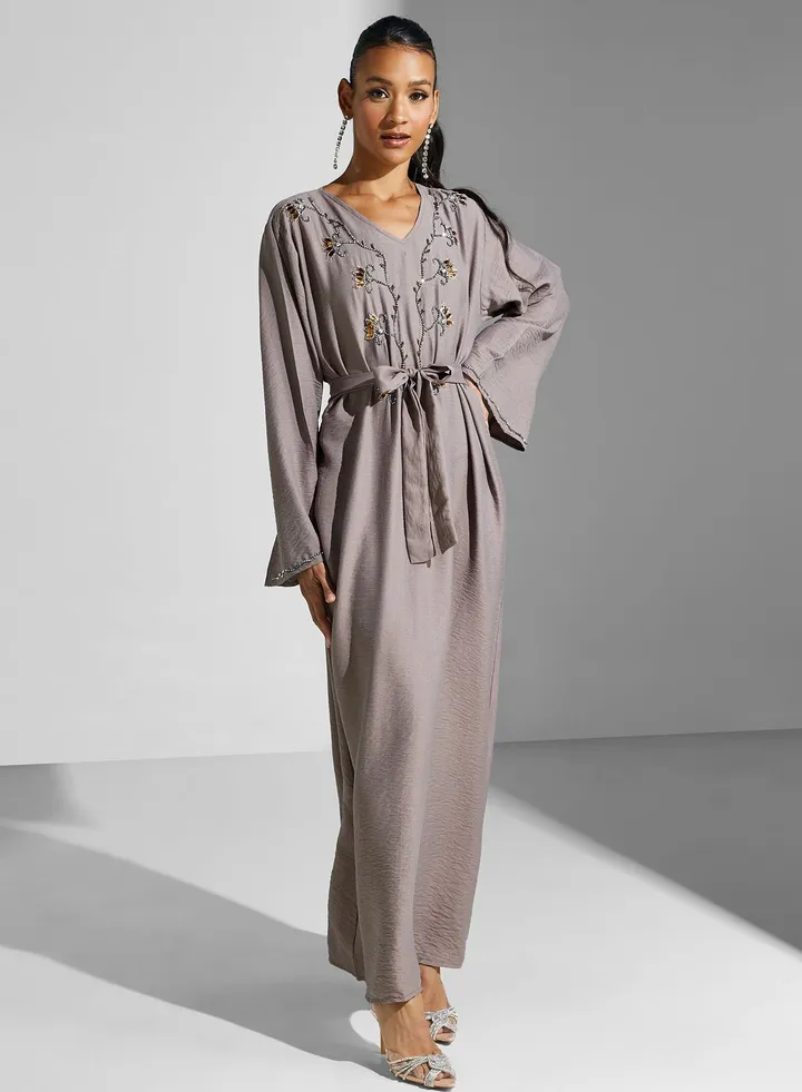 Embellished Belted Jalabiya
