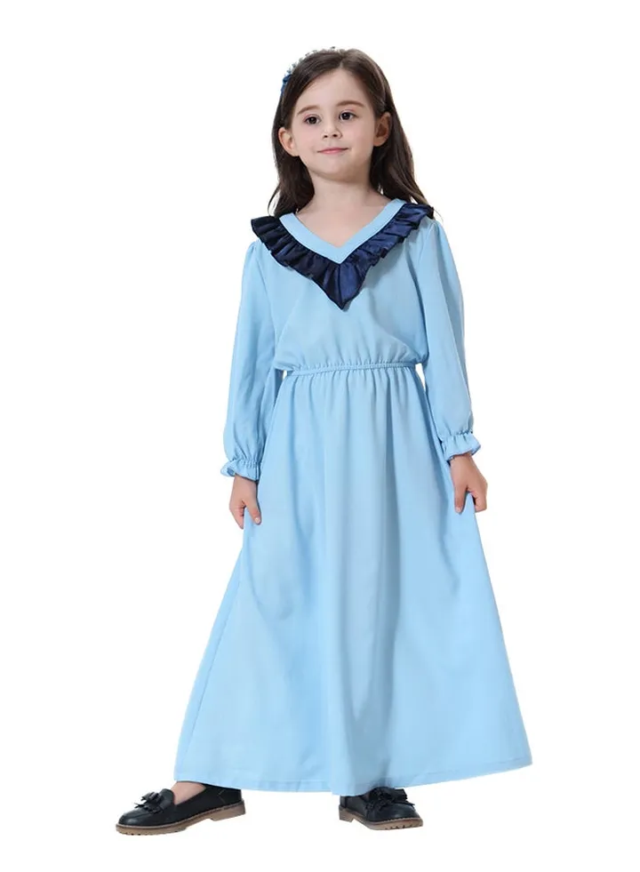 Balloon Sleeves Maxi Abaya Sky Blue