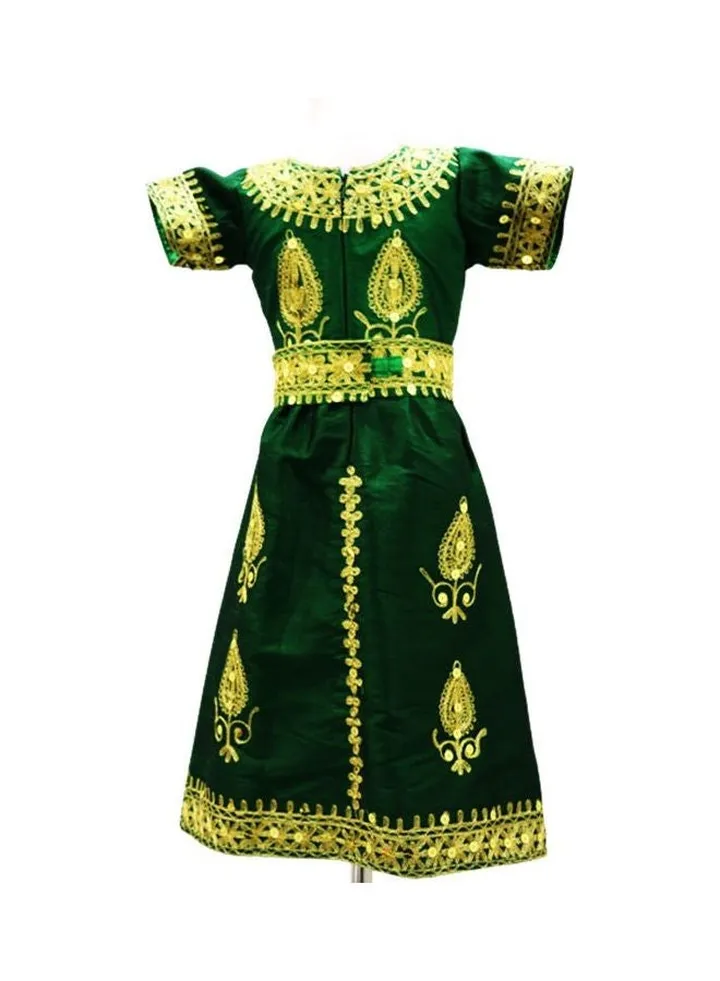 Al Darzy Embroidered Long Jalabiya Green/Yellow