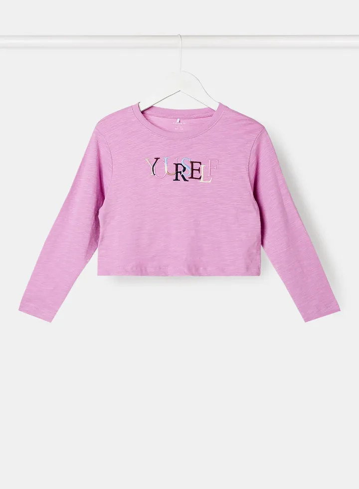 Girls Slogan Crop T-Shirt